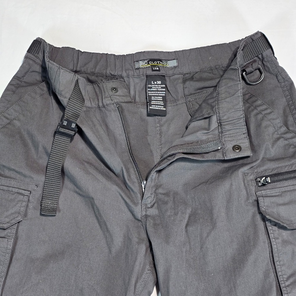 BC Clothing Mens Convertible Cargo Pants Gray Zip Off Hiking Shorts L 30 Stretch - Picture 14 of 16